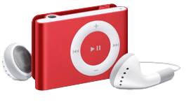 My red ipod shuffle can't play videos but it can p - Ipod shuffle that plays great at any time.
