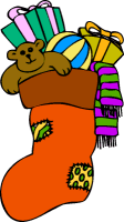  a christmas stocking with presents in it - a christmas stocking with presents in it