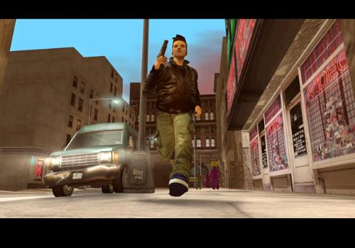 GTA Photo - Grand theft auto photo. the player is running before the car. this is the photo from Grand theft auto 3