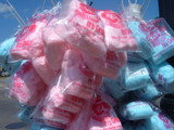 Cotton candy bags - Blue and pink cotton candy bags at the carnival.