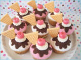 Cupcakes - Neopolitan waffle cone looking ice cream cupcakes!