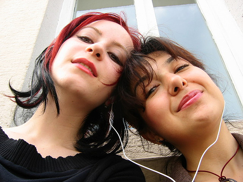 We're Friends - Two close friends bonding together while listening to music.