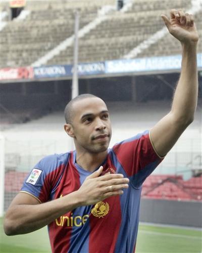 henry - Becoming Arsenal's captain in 2005, Thiery Henry's goals lead the Gunners to a solid 2005-2006 season, which although didn't bring any silverware, brought a lot of records for the Frenchman.   That season, he managed to become Arsenal's top goalscorer of all time, breaking Ian Wright's 185 goals record, best club league goal record, breaking Cliff Bastin's league goal tally of 151 and also became the first player to score over 100 goals on Highbury, an unprecedented record.   Although losing another league title the following year, Thierry Henry's Arsenal focused all their efforts to the UEFA Champions League, where they reached the final, eventually losing 1 – 2 to a rampant FC Barcelona.   On June 25, 2007 Henry signed a 4 year deal with FC Barcelona and will earn a 'small amount' of $9.3 million per season. Barcelona paid Arsenal $22 million for the Frenchman services.