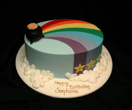 Rainbow and pot of gold cake from public domain. - I was going to use this as my avatar until I saw the one with the bunny, coins, and shamrocks. But this is certainly an idea for a birthday cake.