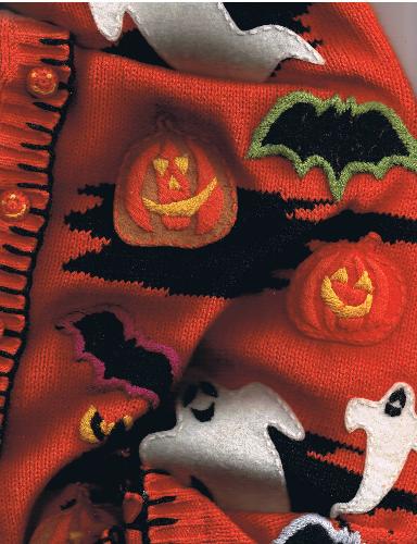 Other side of my vest. Every part has a different  - Bats, pumpkins, and ghosts.