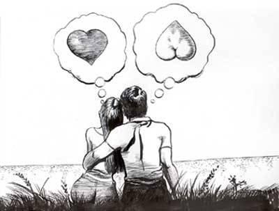 lover friends - both sitting and thinking dirty in their mind
