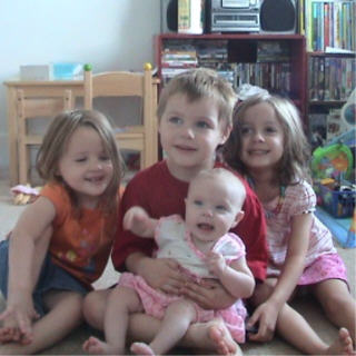 My kids - These are my sweeties, taken last month.  From left to right are Brenna-3 1/2, Owen-almost 5, Nora-5 1/2 months and Meagan-6 (those were their ages at the time of the picture).