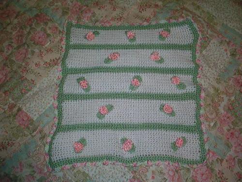 Baby blanket - 18'x18' 'kangaroo' blanket made for neonatal babies. I just made it up as I went along and then made the rises out of crochet thread. It turned out pretty but was too time consuming! Doubt I will make a larger one!