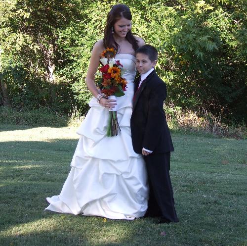 a picture of my oldest and youngest child - a picture of my oldest and youngest child, at my daughter's wedding, maybe I'll be a grandma before too long!