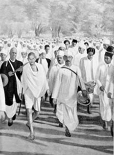 Ganghiji during dandi March-1930 - Gandhiji, The father of India, Nation prticipating in the dandi march to oppose british rulers in 1930.