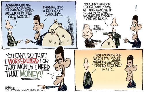 Shoe On The Other Foot - Cartoon of 'Share the wealth'