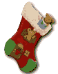  a red CHRISTMAS STOCKING WITH DECORATIONS - a red christmas stocking with decorations