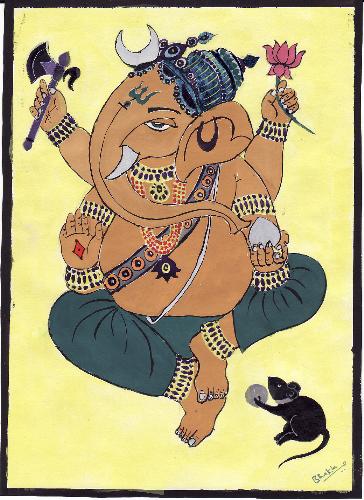 ganesha painting - Ganesha..The lord of Wisdom. Ganesha ..worshiped as the god who grants success. Also he the destroyer of evils and obstacles.