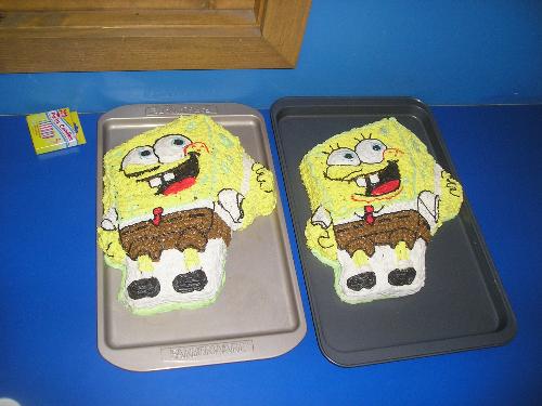 Spongebob B-day cakes! - My boyfriend and our oldest sons b-days are a day apart! My son wanted me to make him a spongebob cake for his party so they both got one! It was alot of work to decorate, and my soon to be mother inlaw helped but they turned out awesome!