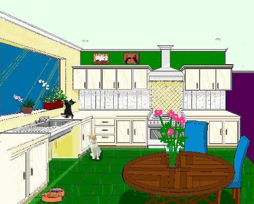 tattylashes kitchen 2 - tattylashes kitchen 2 (pink poppies, a table and 2 chair) hope you like it ;-)
