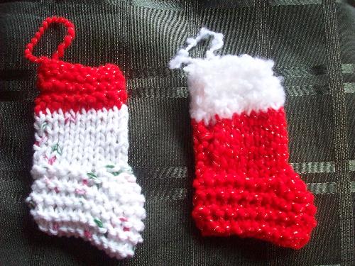 Christmas Stockings - These are two different ways you can combine yarn to make these stockings.