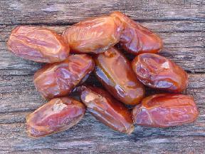 Dates - fruit of the date palm. native to northern america and the middle east. fresh dates can be found in specialty markets in season. all dates have evenly long seed. helps people who has anemia.