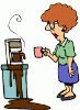 alady who is in her offcice with spilled coffee o - a lady who is in her office with spilled coffee on the machine
