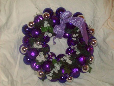 Ornament Wreath - Purple wreath with little white flowers Ornament Wreath - Purple wreath with little white flowers