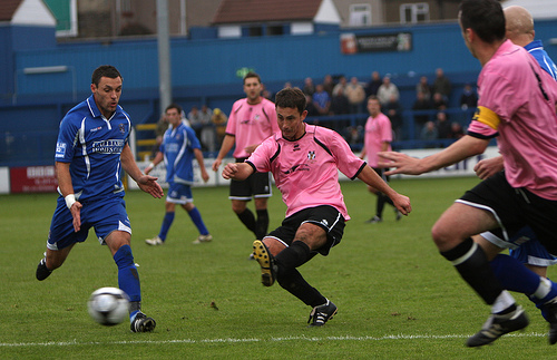 My local footie team playing at Grays. - AFC Totton playing in FA Cup at Grays.