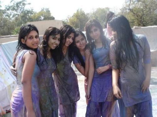 wet dress in festival  - holi festival dress is in wet