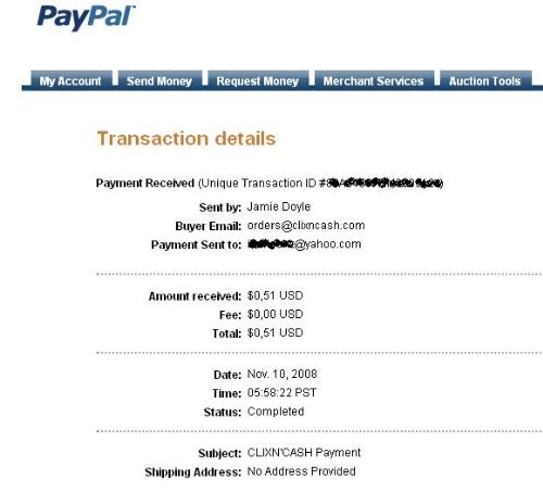 Payment proof - Clixncash payment