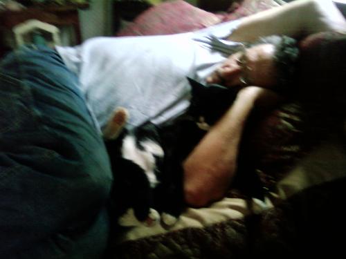 My Daddy - My Dad sleeping with his kit-kit