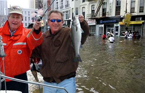 The Bushes Fishing in New Orleans - Public pic of the Bush&#039;s, father and son. 