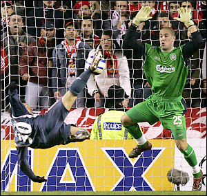 Goal against Liverpool - Historic win by 2-0 at anfield Road for benfica. Champions League 2005/2006 Liverpool 0 - 2 Benfica. A Superb Goal of miccoli