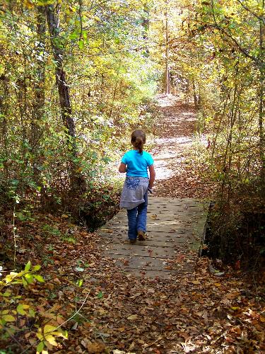 Walking - This is a photo of my daughter walking on a nature trail taking in all of the beautiful fall colors GA has to offer