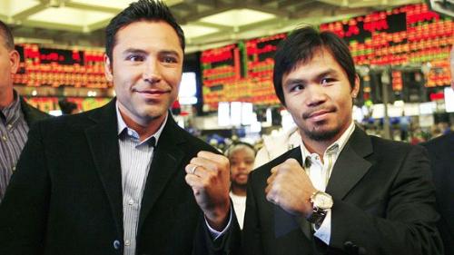 dela hoya and paquiao's promotion  - dela hoya and pacquiao promotes their up coming fight.