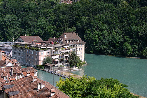 aar river - a house in a small elevated land on that river