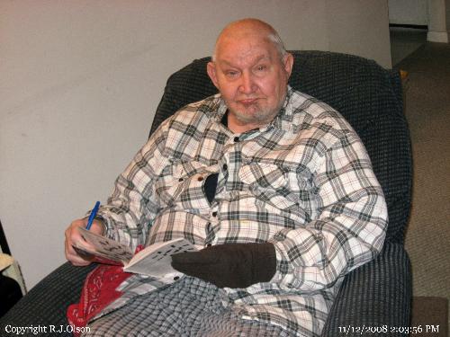 Dad and his hand warmer - A glove for a hand warmer. Too funny.