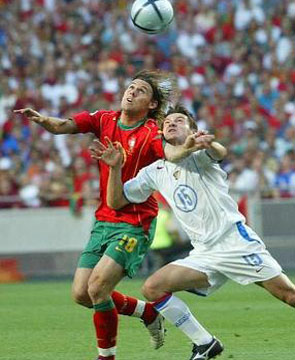 Maniche during euro 2004 - maniche and karagounis during the euro 2004 final.Portugal 0 - 1 Greece.