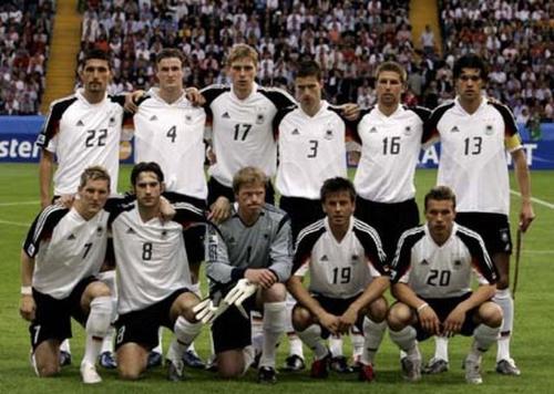 Germany Football National Team Photo - From left to right (top): Kuranyi, Worns, Mertesacker, Fredreich ,Hitzelberger, Ballack  From left to right(bottom): Schwensteiger, Frings, Kahn, Schneider, Podolski