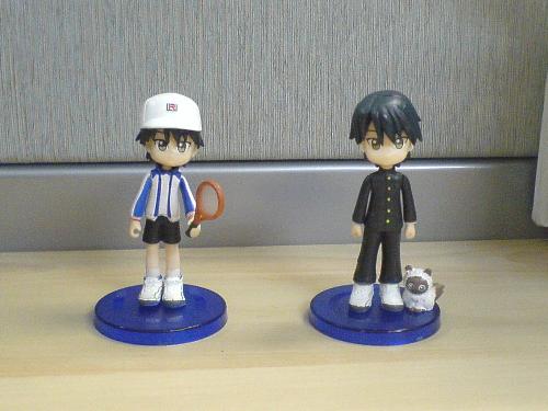prince of tennis - prince of tennis, ryoma in uniform and ryoma in jersey. captured by myself in the office. These collectibles are bought from an online store.
