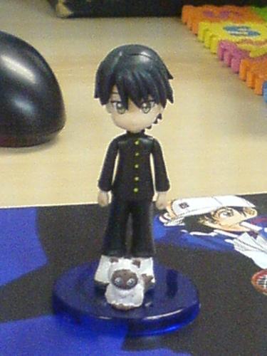 prince of tennis - Taken at the office, Ryoma in school uniform with cat pet Karupin.
