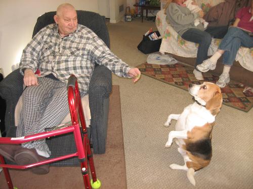 Dad & Buster - See, his hand works fine. When he wants it to that is.