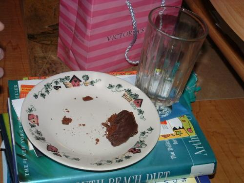 Santa came! - The remnants of the offerings of cake and milk.