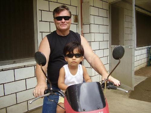 father and son - perfect photo of father and son. i love them both. this taken before they went out riding to town..