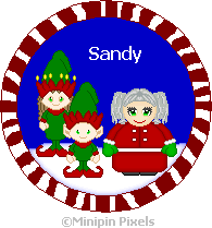 Christmas tag 2 - Here is a Christmas theme tag I have made. I have also made other props I can add. As I have made a tray with chocolate chips cookies for Mrs. Clau sto pass out to teh eleves. I also made Mrs. Claus candy cane skirt if I wish to change her clothing.