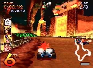 Crash Team Racing - Crash Team Racing (Kurasshu Bandiku Reshingu?, Crash Bandicoot Racing) is a racing game for the PlayStation, made by Naughty Dog. It was released in 1999. This was the last Crash game made by Naughty Dog. After this game, they left Universal Interactive Studios (now Vivendi Games) and became an in-house developer for SCEA. The game was made available on the European PlayStation Store for download on PS3 and PSP on October 18, 2007.   - answers.com