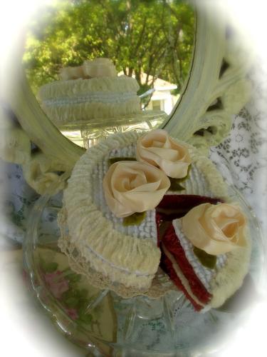 look at all that icing  - red velvet cake !