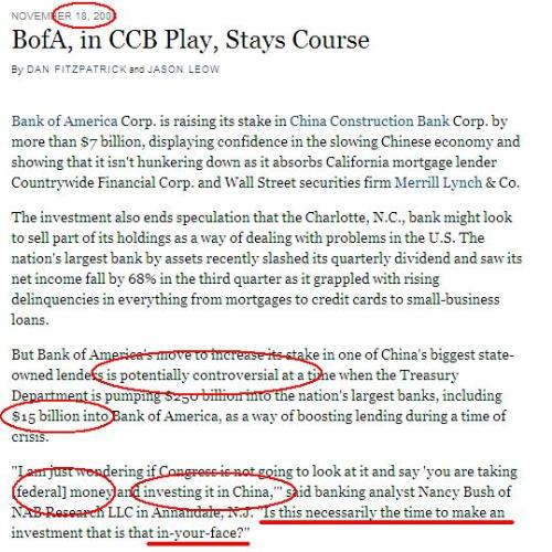 article photo with important lines circled - Just in case you were worried about where all that money went, don't worry, I found it, it's safe and sound in China
