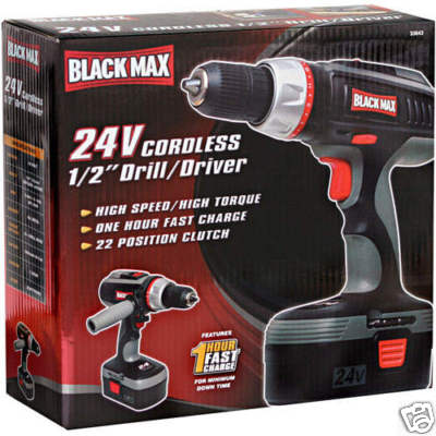 Black Max 24 v drill - This is a photo of a Black Max 24 volt cordless Drill.