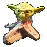 Yoda CloneWars Toy ... what is it saying? - The weird happy meal Yoda Toy. Some people hear it saying 'May the FORCE be with you', while to others it sounds more like 'May the WEED be with you'!!