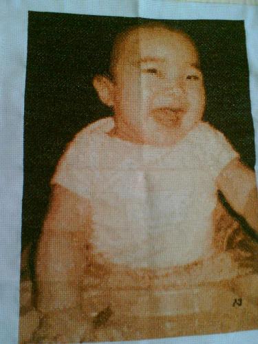 Photo Cross Stitch of my friends baby - i made it  - This is a photo cross stitch of my friends baby, i made it by myself. what do you think?