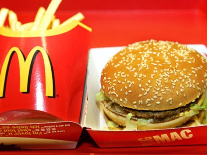 Big Mac - It looks big on ads but, get surprised when I get to actually get my order of one. (^_^')  The Big Mac is a sandwich sold by the international fast-food chain McDonald's. Along with the Quarter Pounder, it is one of McDonald's two signature products.   - answers.com