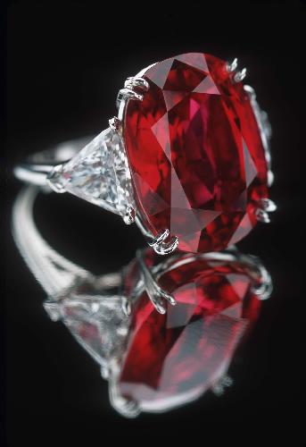 A red ruby ring, the July Birthstone - a red ruby ring, ruby being July&#039;s birthstone. It is a deep blood red color. 