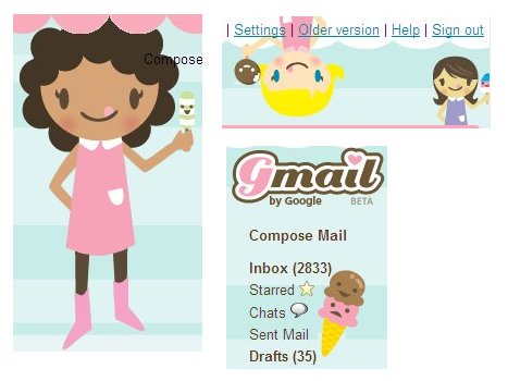 Gmail Theme - Candy - I've applied this Candy theme to my Gmail, it looks cute and colorful.